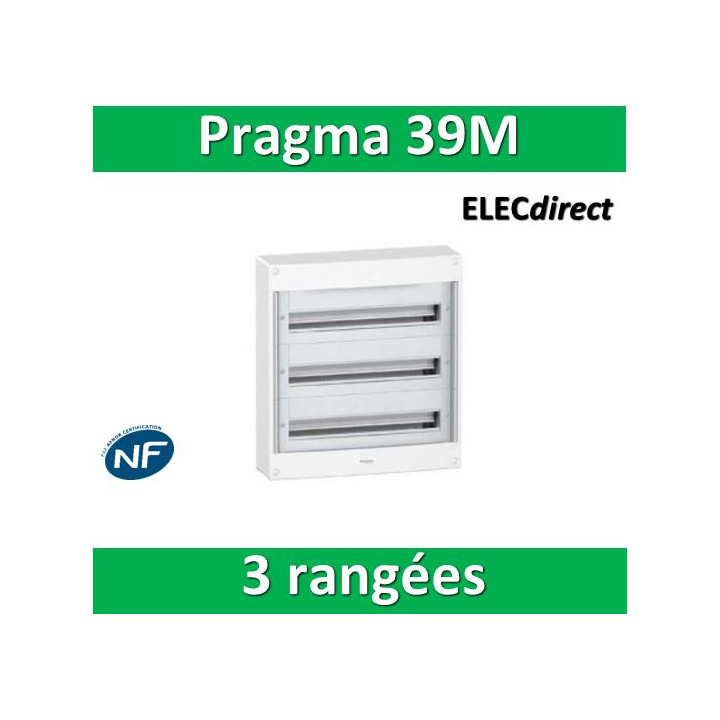 Schneider - Coffret électrique PRAGMA 39 modules - 3 rangées de 13M - PRA13653
