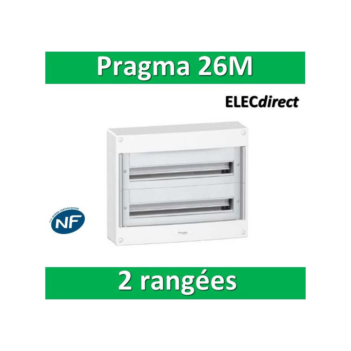 Schneider - Coffret électrique PRAGMA 26 modules - 2 rangées de 13M - PRA13652