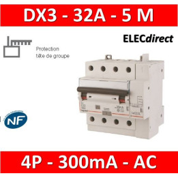 LEGRAND - Disjoncteur différentiel DX3 4P - 32A - 300ma - AC - Réf : 411219