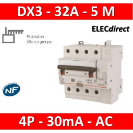 LEGRAND - Disjoncteur différentiel DX3 4P - 32A - 30ma - AC - Réf : 411200