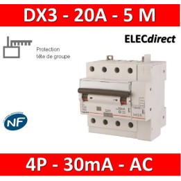LEGRAND - Disjoncteur différentiel DX3 4P - 20A - 30ma - AC - 411198