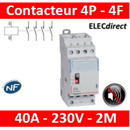 Legrand - Contacteur de puissance 4P bobine 230V silencieux - 25A - 4F - 2M - 412561