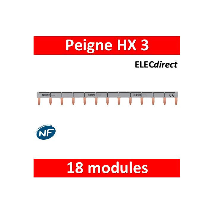 Legrand - Peigne HX optimisé uni long - 18 Modules - Réf : 404928