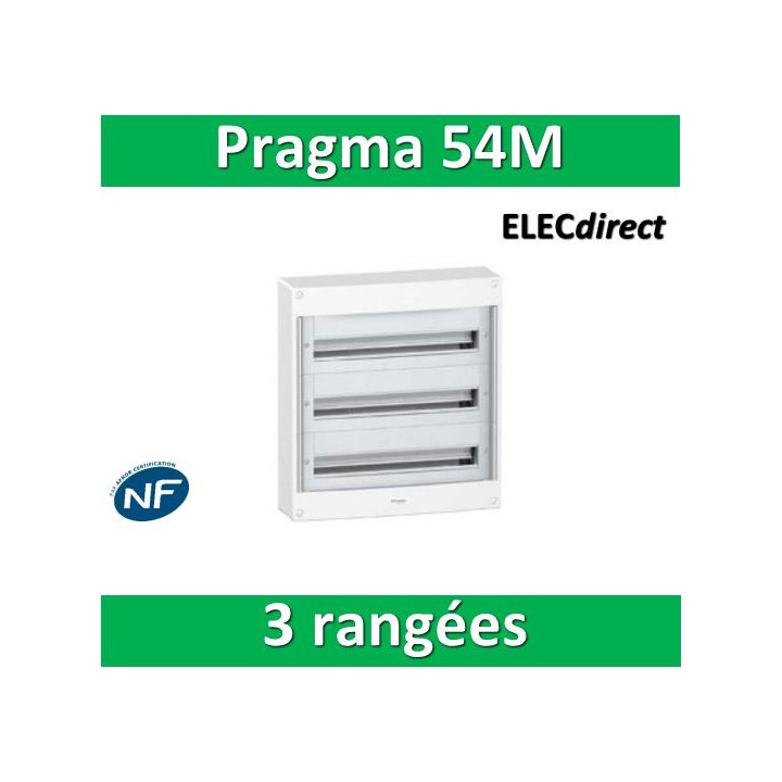 Schneider - Coffret électrique PRAGMA 54 modules - 3 rangées de 18M - PRA13753