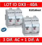 LEGRAND - LOT de 4 inter différentiels DX3 - (3 - ID 2x40A 30mA AC - ID 2x40A 30mA A) 411611x3 + 411617