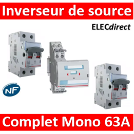 Legrand - Inverseur de sources manuel Mono 2P 63A complet - 406314+406441x2