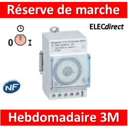 Legrand - Interrupteur horaire hebdomadaire analogique avec réserve de marche - 412795