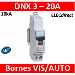 DISJONCTEUR LEGRAND DNX3 PH/N 20A - AUTO/VIS - 10kA - 407715