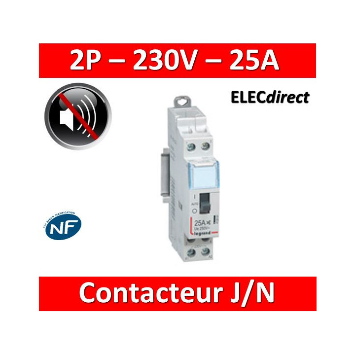 Legrand - Contacteur CX3 J/N heures creuses - 25A bipolaire pour chauffe-eau - Réf : 412501
