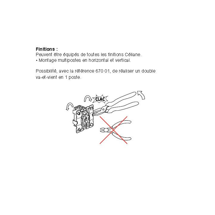 Legrand - Mécanisme Double Va et vient 10A Céliane - Réf : 067001x2