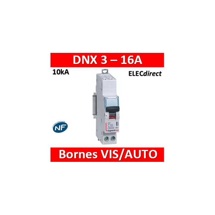 DISJONCTEUR LEGRAND DNX3 PH/N 16A - AUTO/VIS - 10kA - 407714