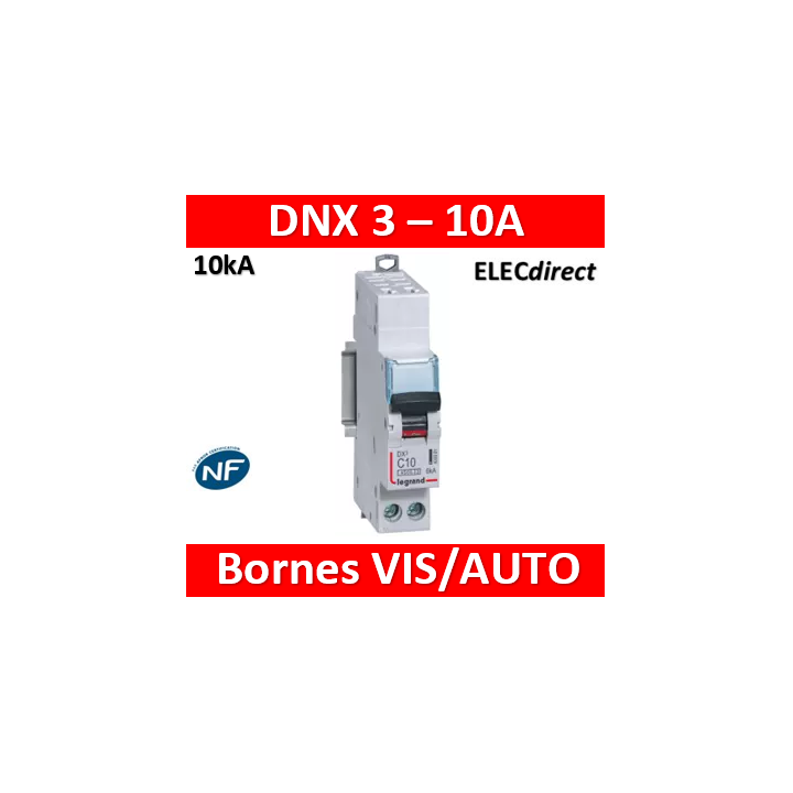 DISJONCTEUR LEGRAND DNX3 PH/N10A - AUTO/VIS - 10kA - 407712