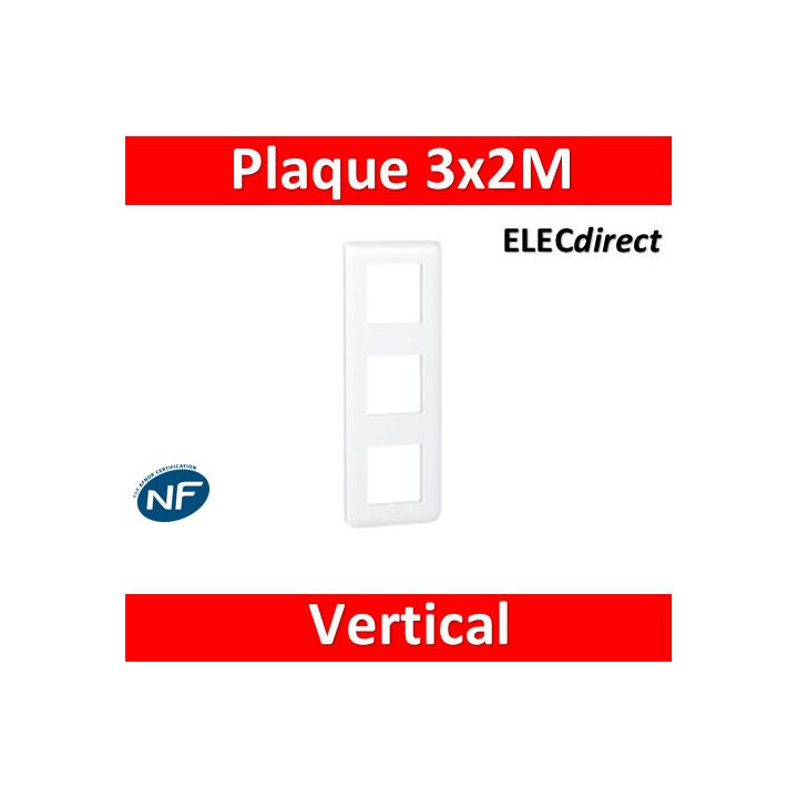 Legrand Mosaic - Plaque 3 x 2 modules - 3 postes (6M) - vertical - 078823