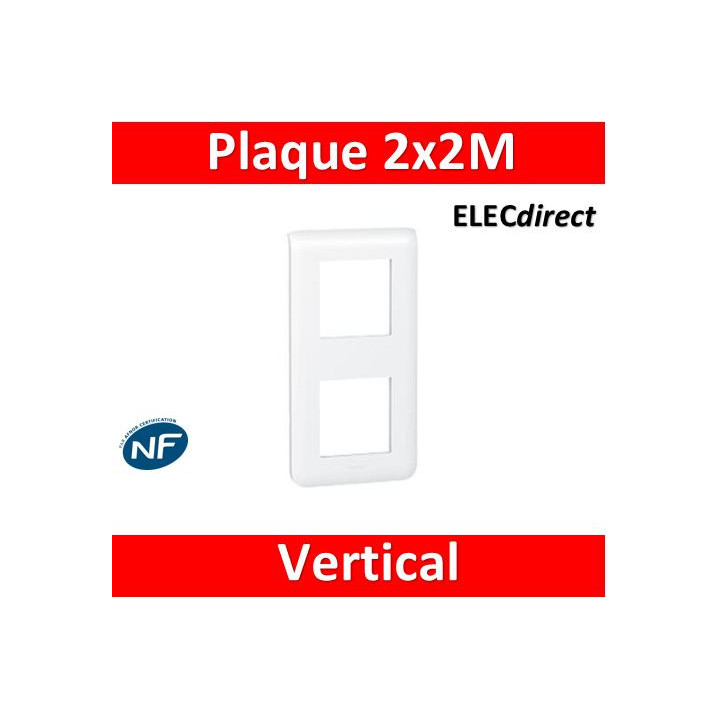 Legrand Mosaic - Plaque 2 x 2 modules - 2 postes (4M) - vertical - 078822