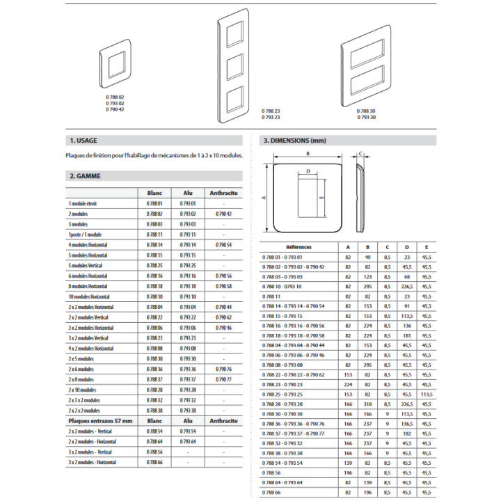 Legrand Mosaic - Plaque 4 modules - horizontal - 078814