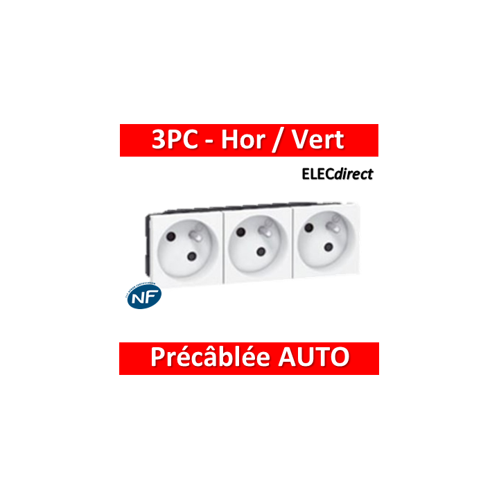 Legrand Mosaic - Prise de courant 3 x 2P+T 16A - 230V - 077143