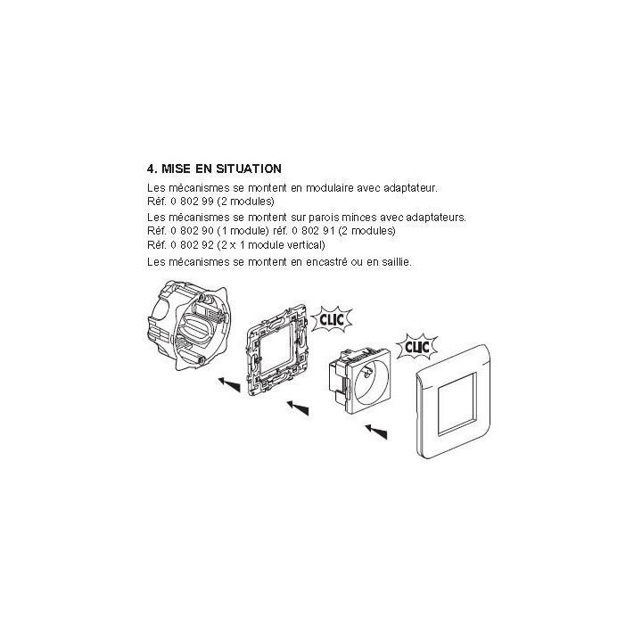 Legrand Mosaic - Prise de courant 2P+T 16A - 230V - Réf : 077111