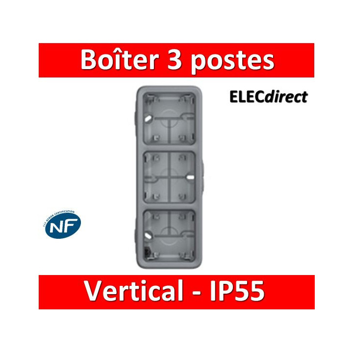 Legrand Plexo - Boîtier 3 postes verticaux - IP55/IK07 - 069679