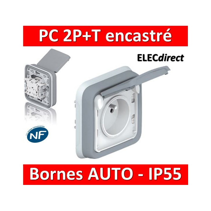 Legrand Plexo - Prise de courant encastré 2P+T 16A - 230V - IP55/IK07 - 069831