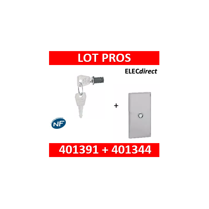 Legrand - Porte Drivia transparente 52 modules IP40 - IK07 pour coffret 401214 + serrure - 401344+401391