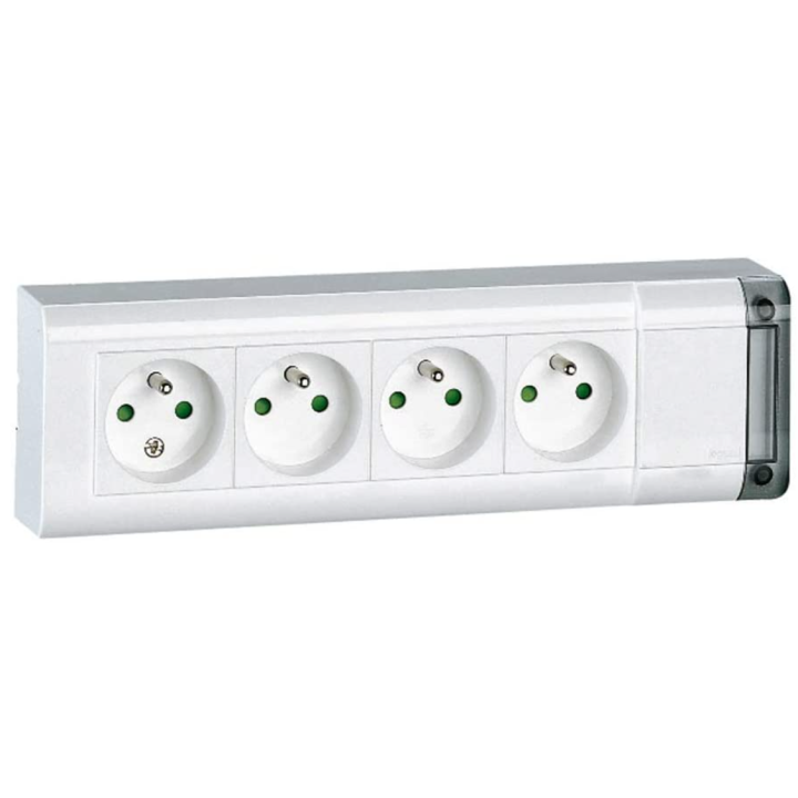 Legrand - Bloc multiprise fixable 4 prises de courant 2P+T longueur 253mm - à cabler - Réf : 050610