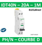 Schneider - Acti9 iDT40N - disjoncteur modulaire - 1P+N D 20A 6000A/10kA - A9P34620