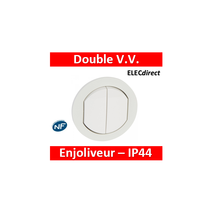 Legrand Céliane - Enjoliveur double allumage blanc - IP44 - 067802