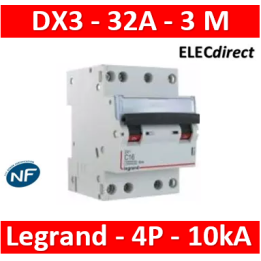 Legrand - Disjoncteur 4P DX3 32A - 10kA - courbe C - 407910