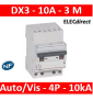 Legrand - Disjoncteur DX³ 6000 - auto/vis- 4P- 400V - 10A - courbeC-peigne HX³ opti 4P - 3M - 407913