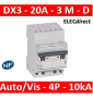 Legrand - Disjoncteur DX³ 6000-auto/vis-4P-400V~-20A-10kA-courbe D-peigne HX³ opti 4P - 3M - 408134
