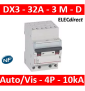 Legrand - Disjoncteur DX³ 6000-auto/vis-4P-400V~ 32A-10kA-courbe D-peigne HX³ opti 4P - 3M - 408136