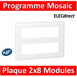 Legrand Mosaic - Plaque 2 x 8 modules - Blanc - 078837