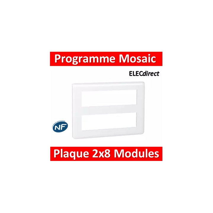 Legrand Mosaic - Plaque 2 x 8 modules - Blanc - 078837