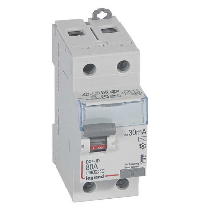 Legrand - DX3 - Interrupteur Différentiel  - 2P - 80 A - 30mA  - Type AC - Réf : 411507