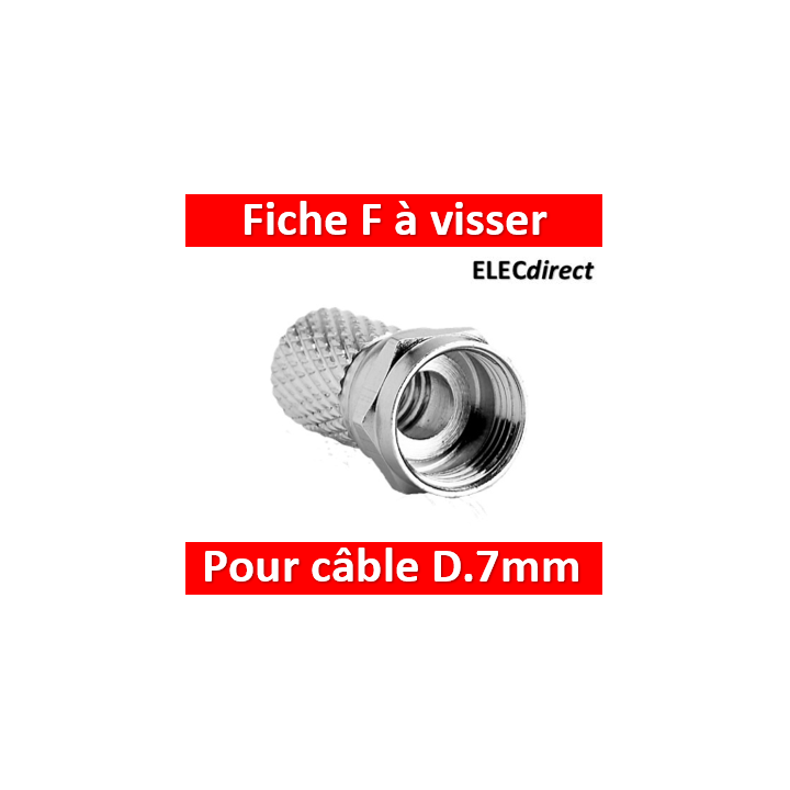 Legrand - Fiche TV - ''F'' mâle à visser - pour câble coaxial Ø7 mm - 073990