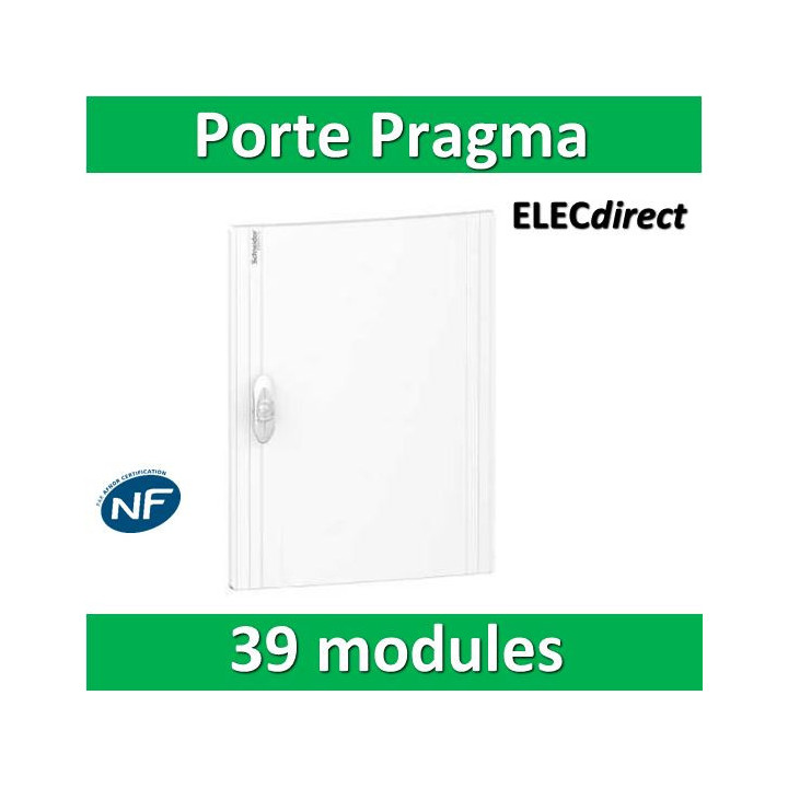 Schneider - Porte opaque blanche coffret PRAGMA IP40/IK09 - 3 rangées de 13 modules - 39M - PRA16313