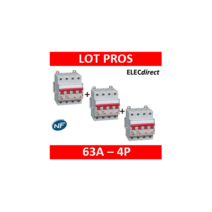 Legrand - DX3 Interrupteur-sectionneur à déclenchement Tétrapolaire - 63A - 406544x3