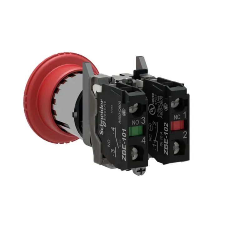 Schneider - Harmony arrêt d'urgence rouge Ø22 tête Ø 40 tourner pourdéverrouiller 1O+1F - XB4BS8445