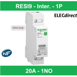 Schneider Resi9 XP - interrupteur - 1P - 20A - 1NO - 250VCA - R9PS120