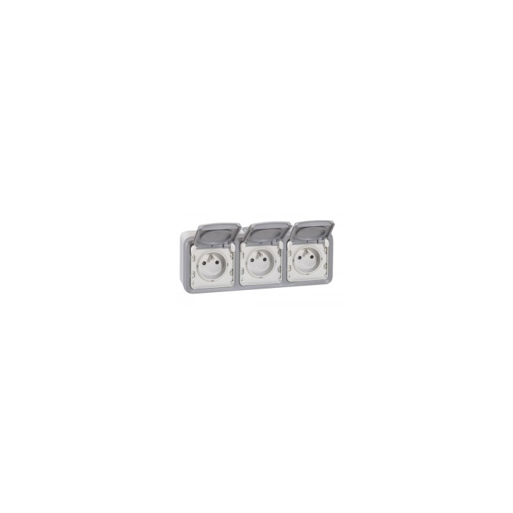 Legrand Plexo - Triple prise de courant 2P+T 16A 230V - horizontal - IP55/IK07 - 069680+069564