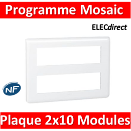 Legrand Mosaic - Plaque 2 x 10 modules - Blanc - 078828