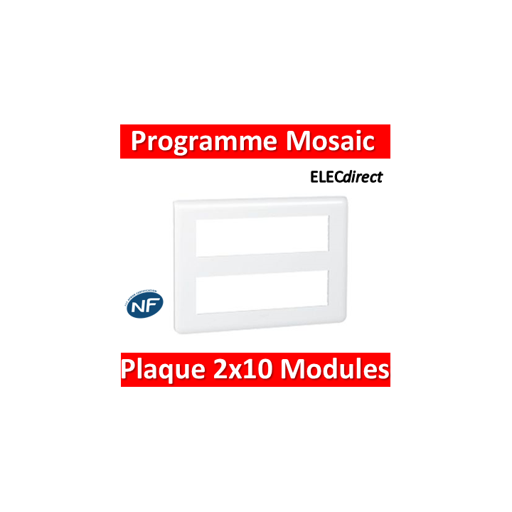 Legrand Mosaic - Plaque 2 x 10 modules - Blanc - 078828
