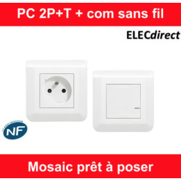 Legrand - Prêt à poser Mosaic complet blanc - prise de courant + Commande sans fil - 077734L