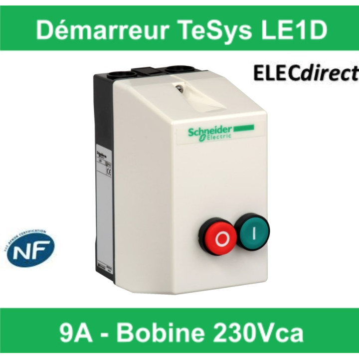 Schneider - TeSys LE1D - démarreur en coffret - 9A - bobine 230Vca - LE1D09P7