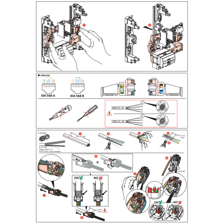 Legrand - Coffret VDI GRADE 2 avec brassage STP - 8 RJ45 / TV 2 sorties - 413248 + 413183x4 + 413180