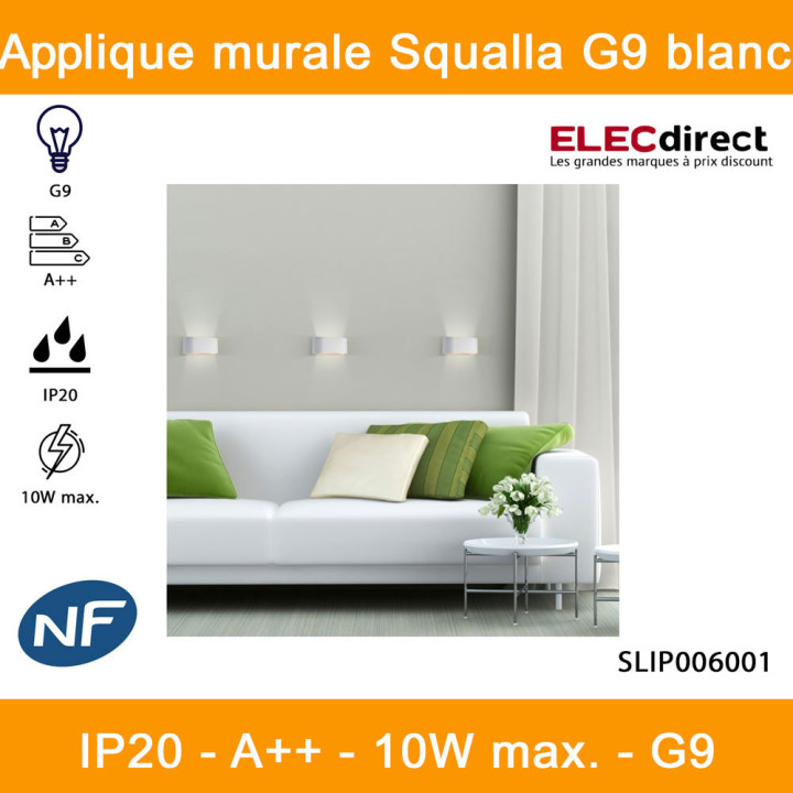 Spectrum - Applique murale intérieur bi-directionnelle - Squalla G9 blanc - IP20, 10W LED max, A++ - Réf : SLIP006001