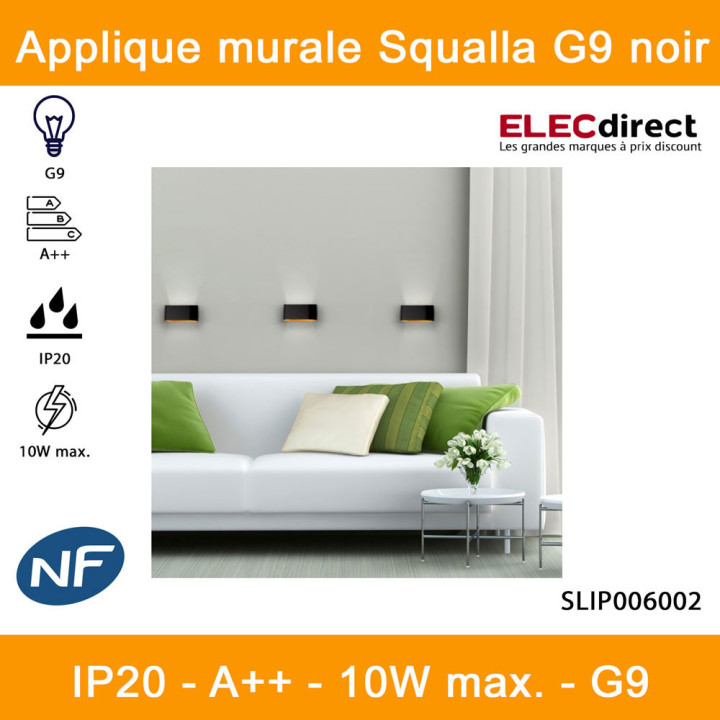 Spectrum - Applique murale intérieur bi-directionnelle - Squalla G9 noir - IP20, 10W LED max, A++ - Réf : SLIP006002